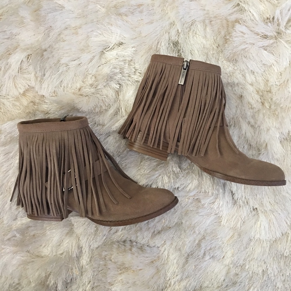 BCBGeneration Fringe Suede Cowboy Ankle Boots 7